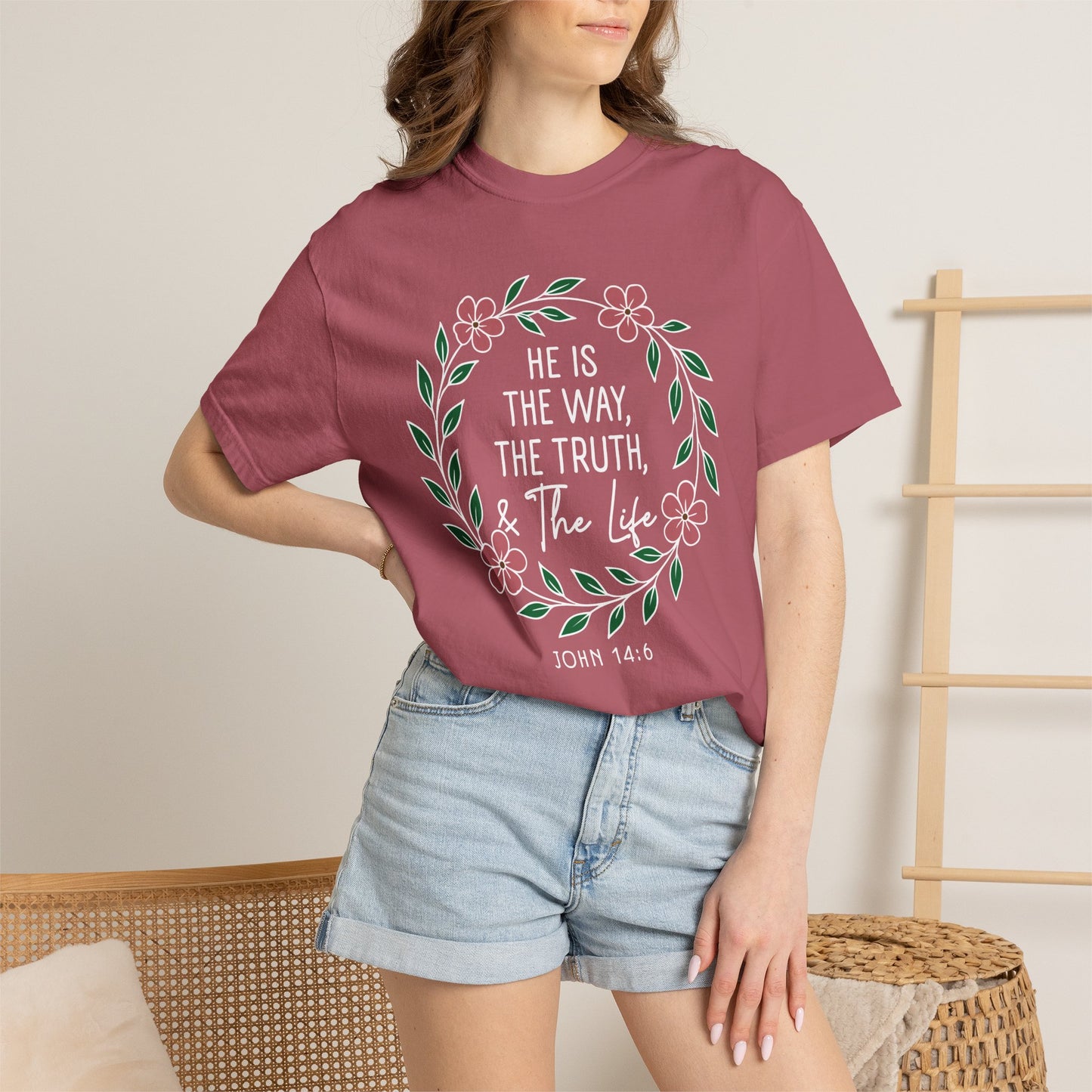 He is The Way The Truth & The Life  Flowers "John 14:6" 100% cotton T-shirt