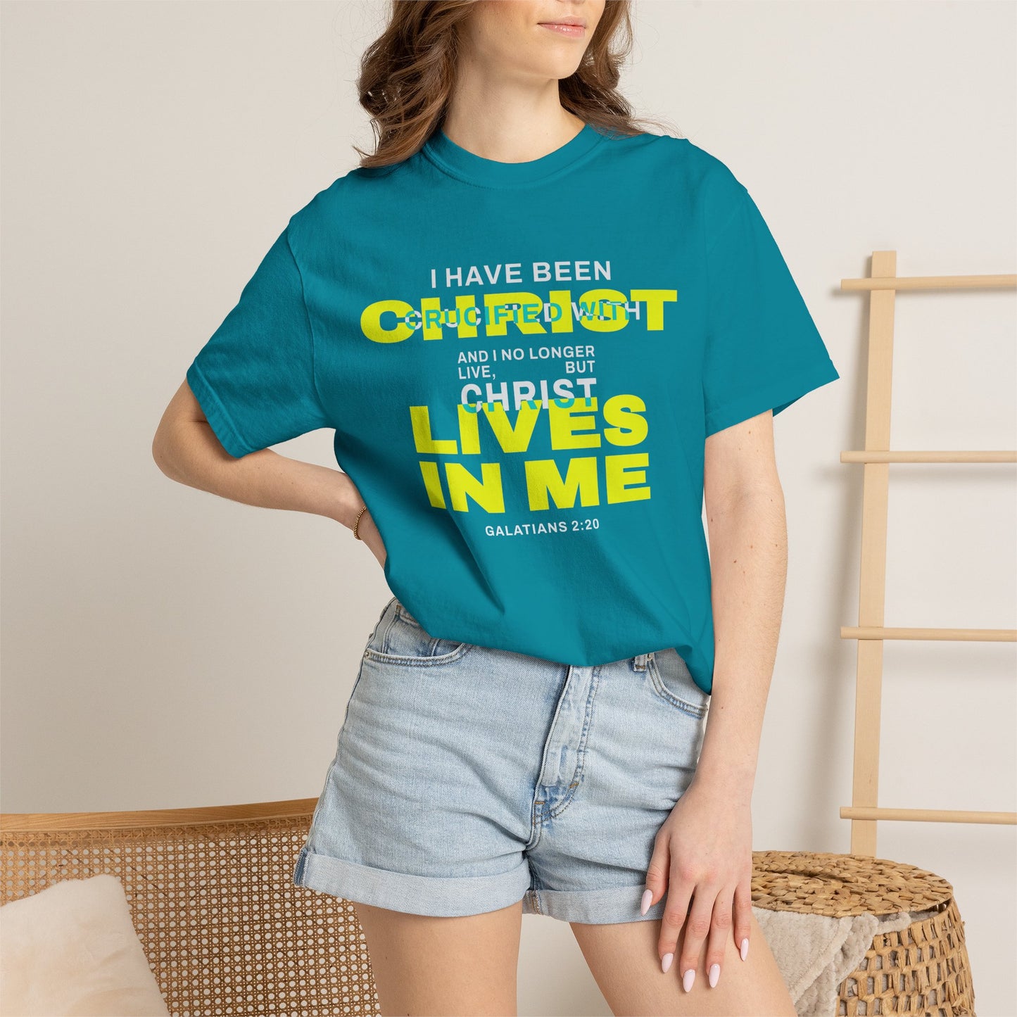 I have been Crucified with Christ "Galatians 2:20" YELLOW 100% Cotton T-Shirt