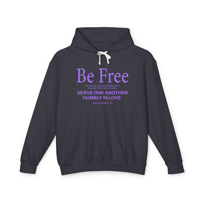 Be Free "Galatians 5:13" PURPLE 100% Cotton Hoodie