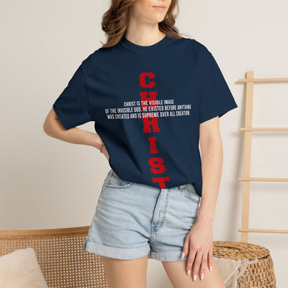 CHRIST the visible image of the invisible God Cotton T-shirt — Faith-Based Christian Tee