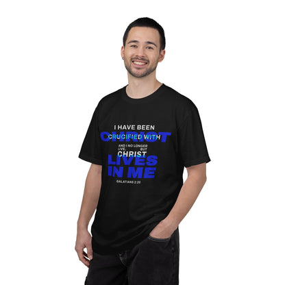 I have been Crucified with Christ "Galatians 2:20" BLUE 100% Cotton T-Shirt