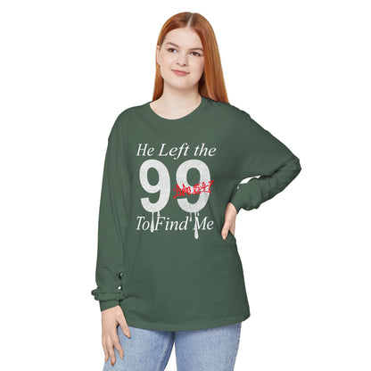 He Left the 99 Long Sleeve — Luke 15:4-7 Christian Crewneck