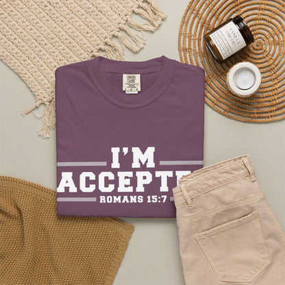 I'm Accepted "Romans 15:7" Cotton T-Shirt — Faith-Inspired Christian Tee