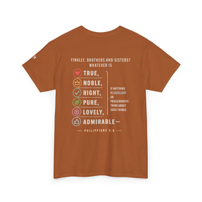 Philippians 4:8 True Noble Right Pure Lovely Adorably Christian T-Shirt
