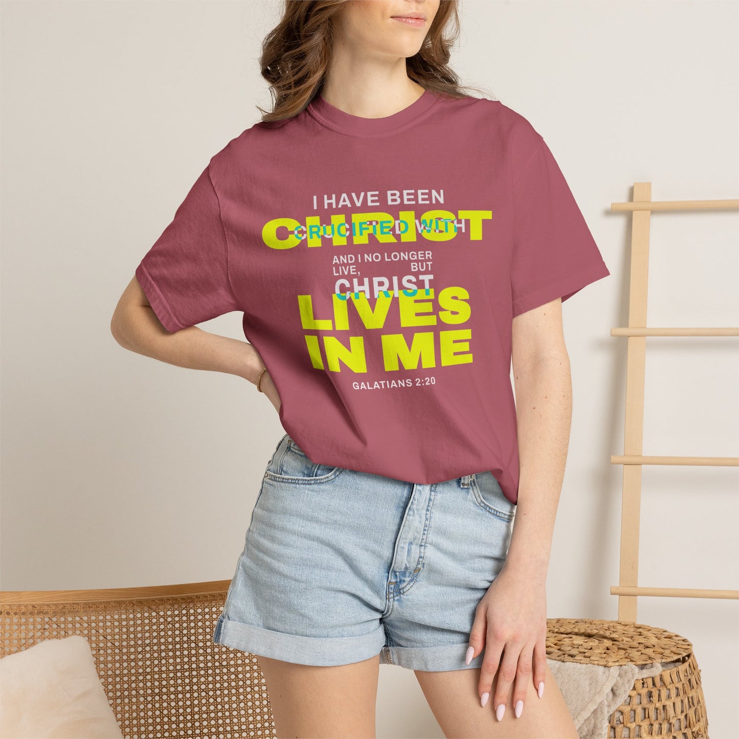 I have been Crucified with Christ "Galatians 2:20" YELLOW 100% Cotton T-Shirt