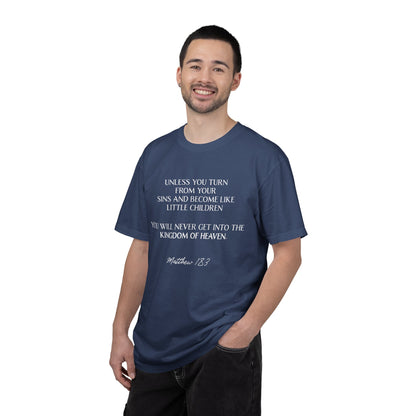 Matthew 18:3 100% Cotton T-shirt — Christian Scripture Tee