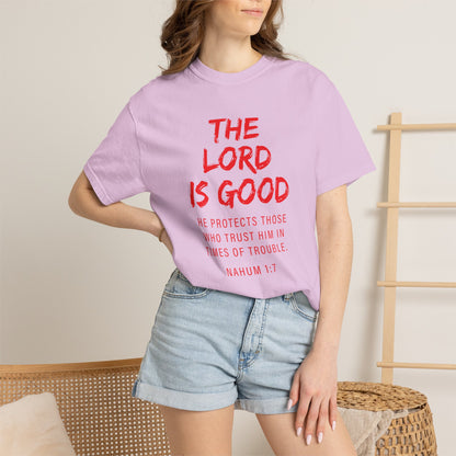 The Lord is Good "Nahum 1:7" Red T-Shirt