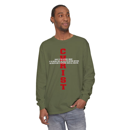 CHRIST the visible image of the invisible God Long Sleeve T‑Shirt — Inspirational Christian Scripture Tee