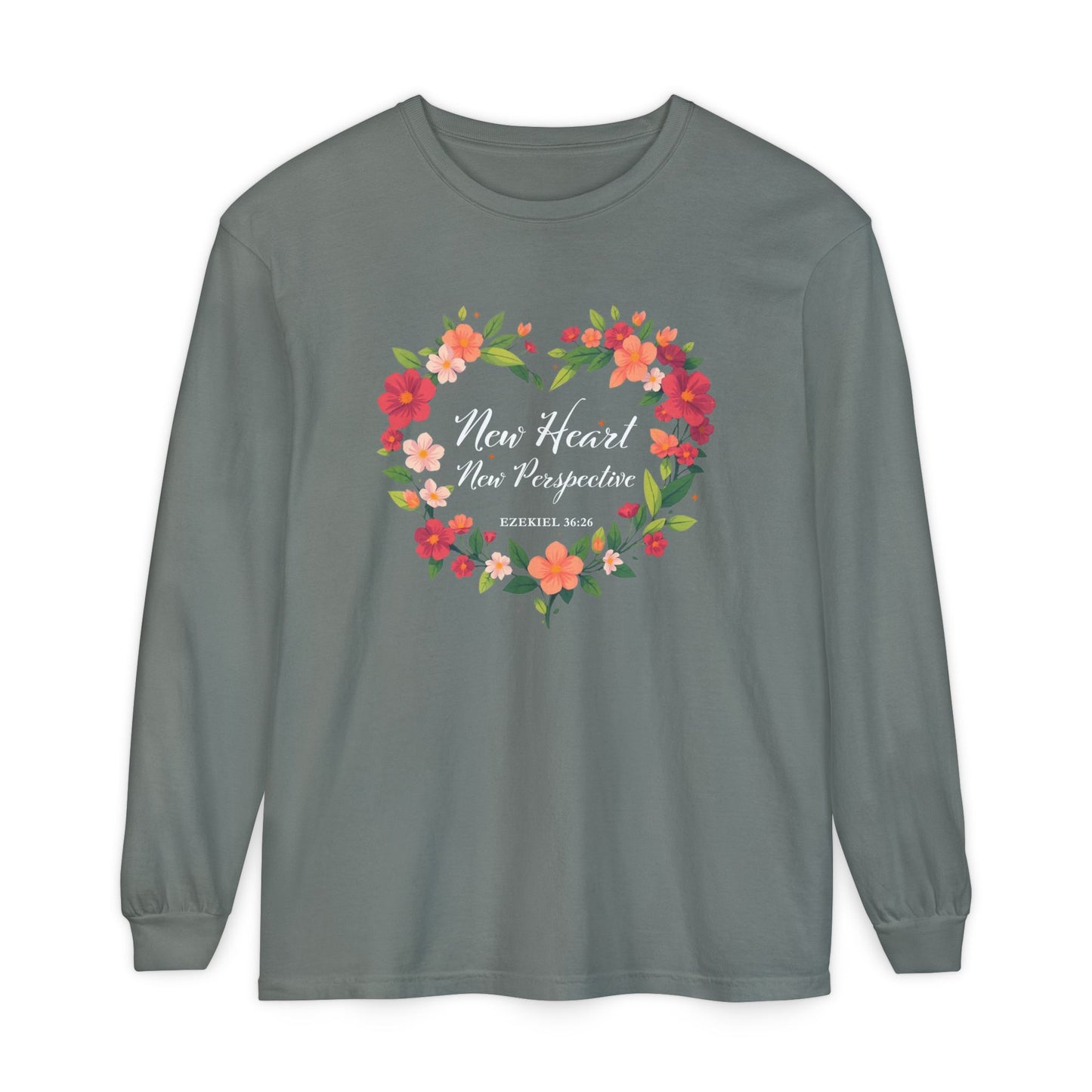 New Heart and New Perspective "Ezekiel 36:26" Long Sleeve T-Shirt 100% Cotton