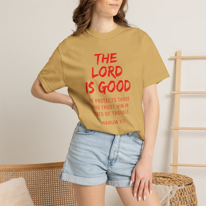 The Lord is Good "Nahum 1:7" Red T-Shirt