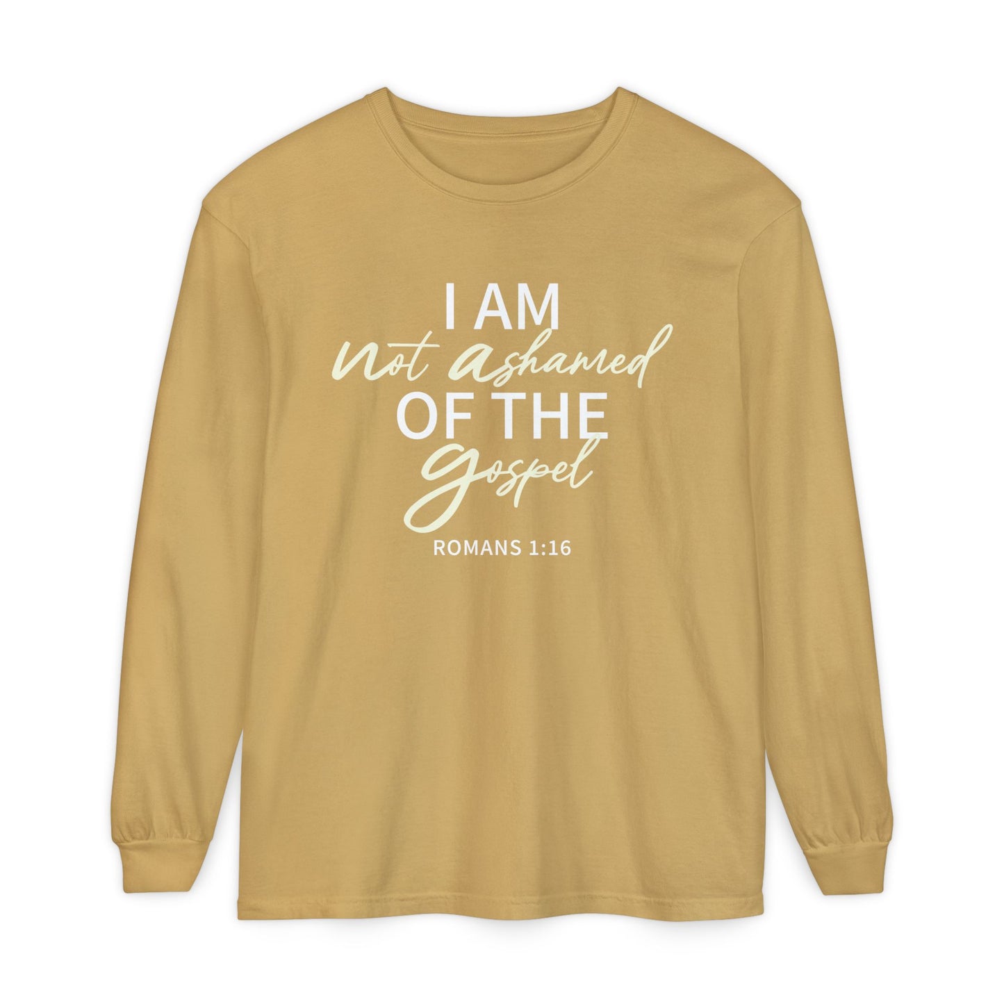 Romans 1:16 Beige 100% Cotton Lon Sleeve Comfort Color