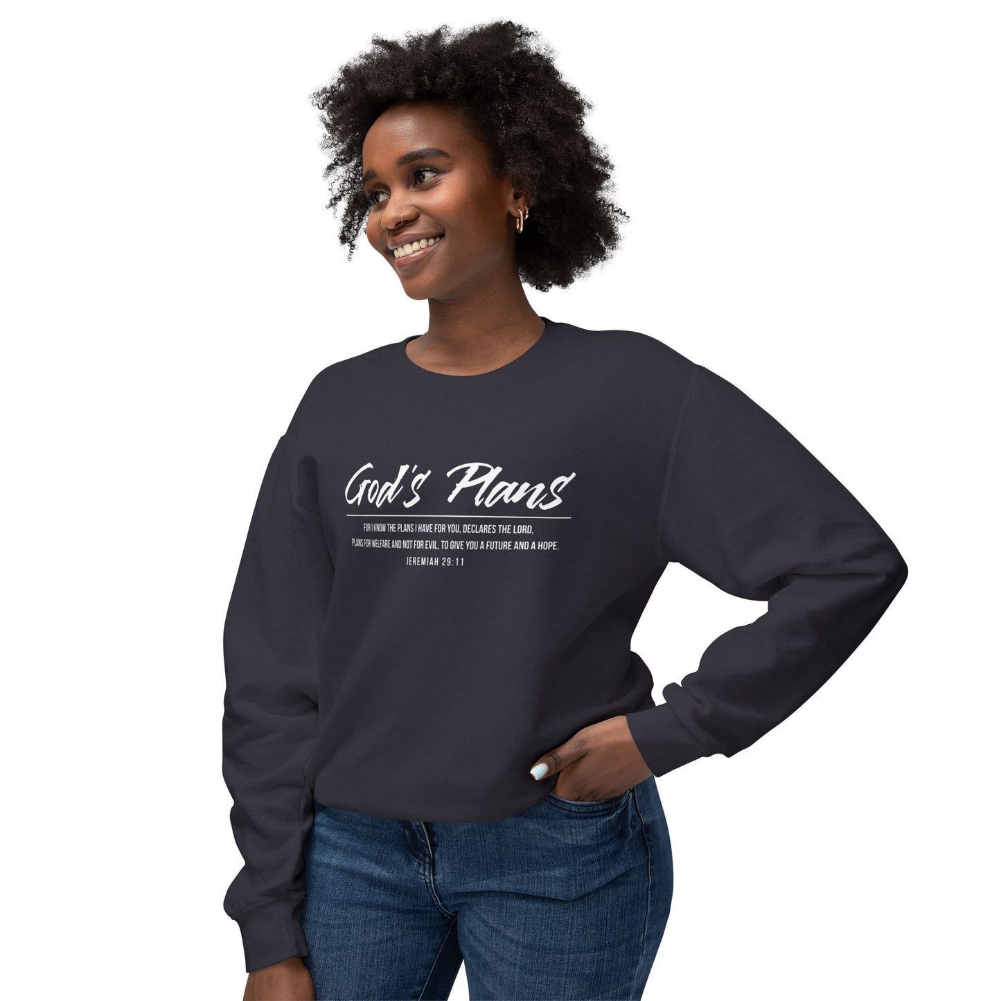Jeremiah 29:11 "God's Plans" Sweatshirt — Faith-Inspired Lightweight Crewneck