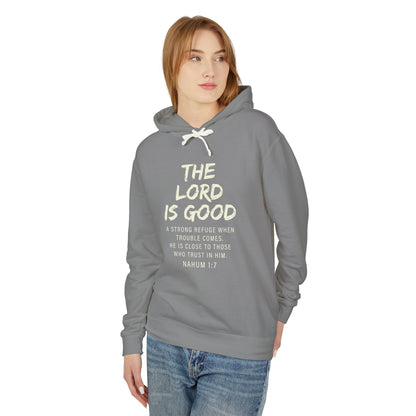 The Lord is Good "Nahum 1:7" beige 100%cotton Hoodie
