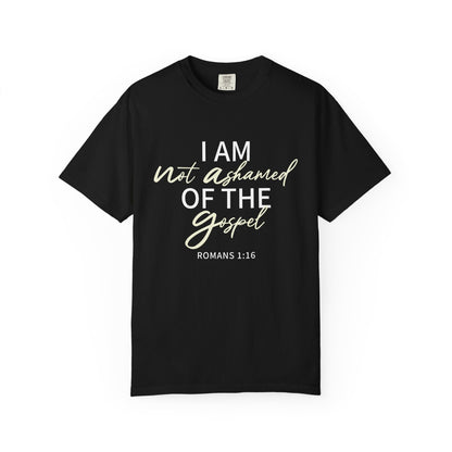 Romans 1:16 T-Shirt — Beige 100% Cotton