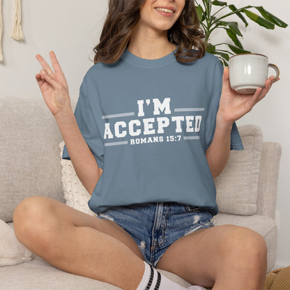 I'm Accepted "Romans 15:7" Cotton T-Shirt — Faith-Inspired Christian Tee