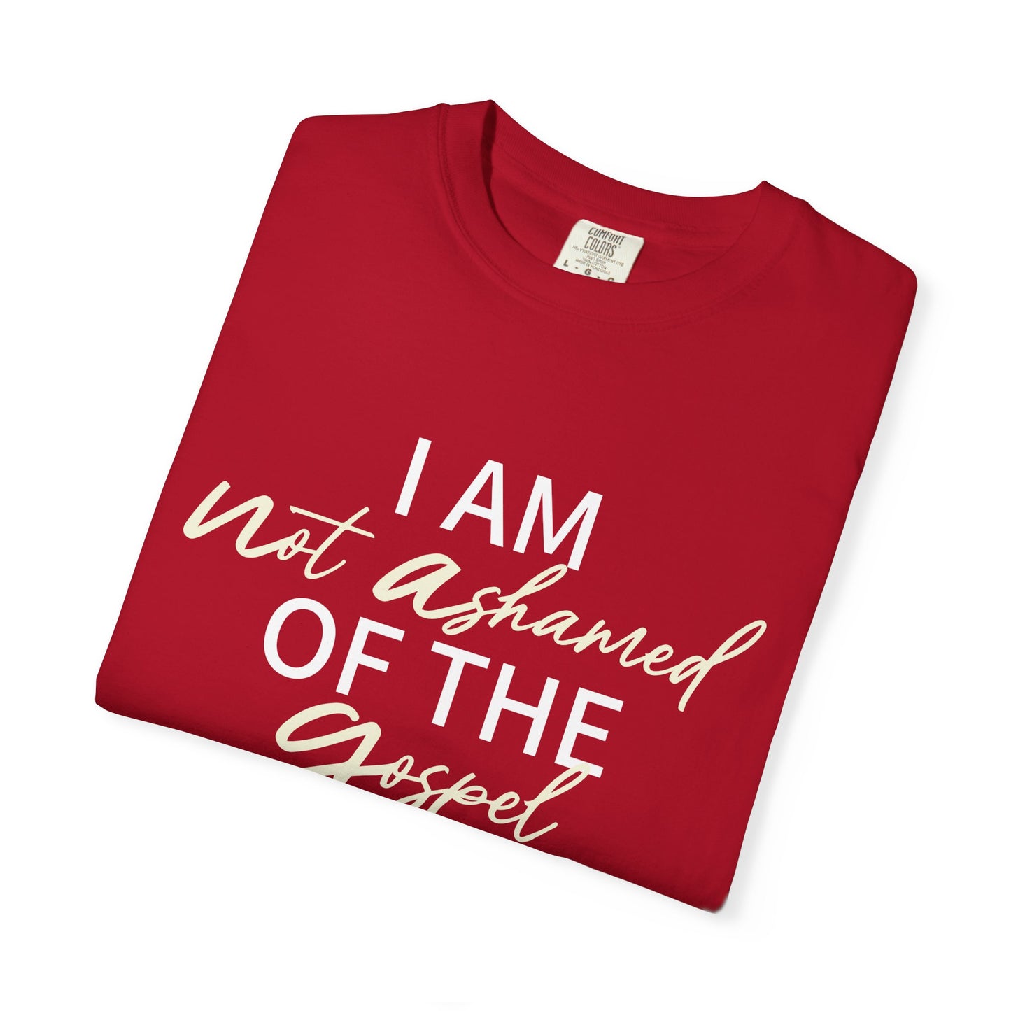 Romans 1:16 T-Shirt — Beige 100% Cotton