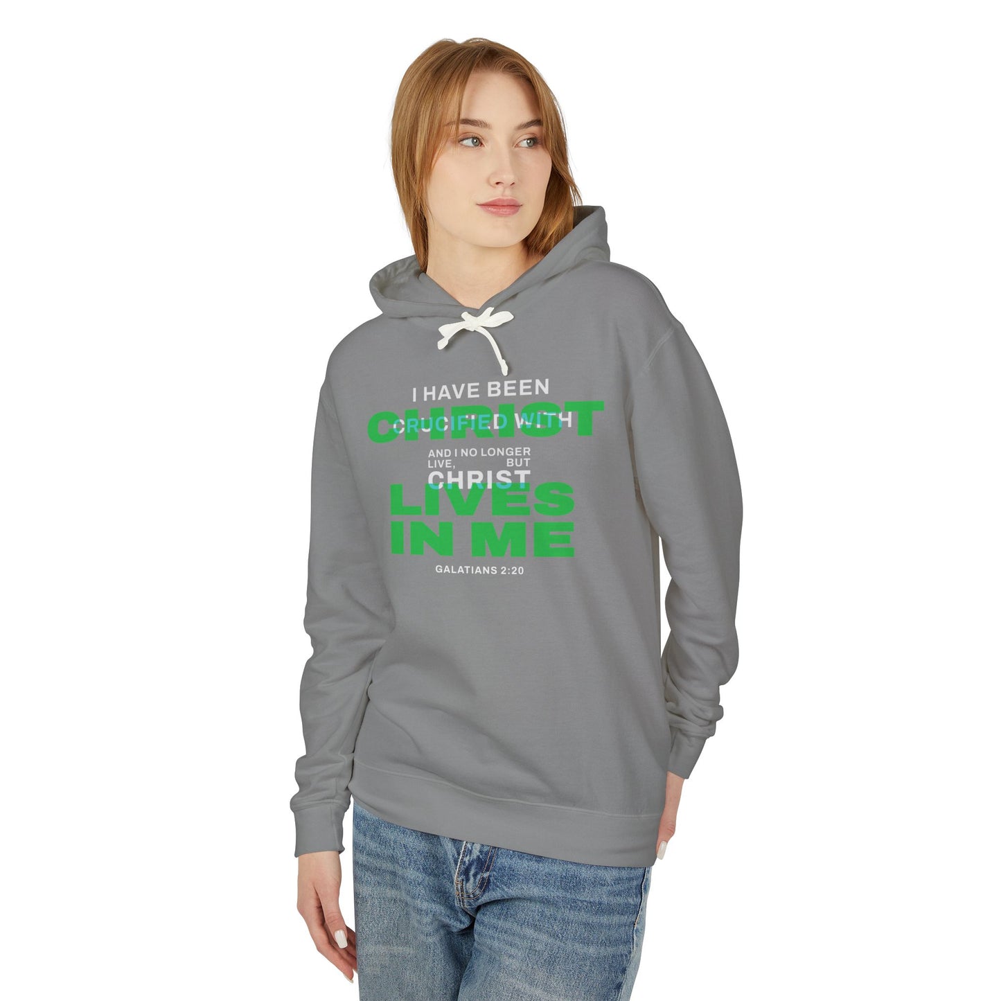 I have been Crucified with Christ "Galatians 2:20" Green 100%Cotton Comfort Color Hoodie