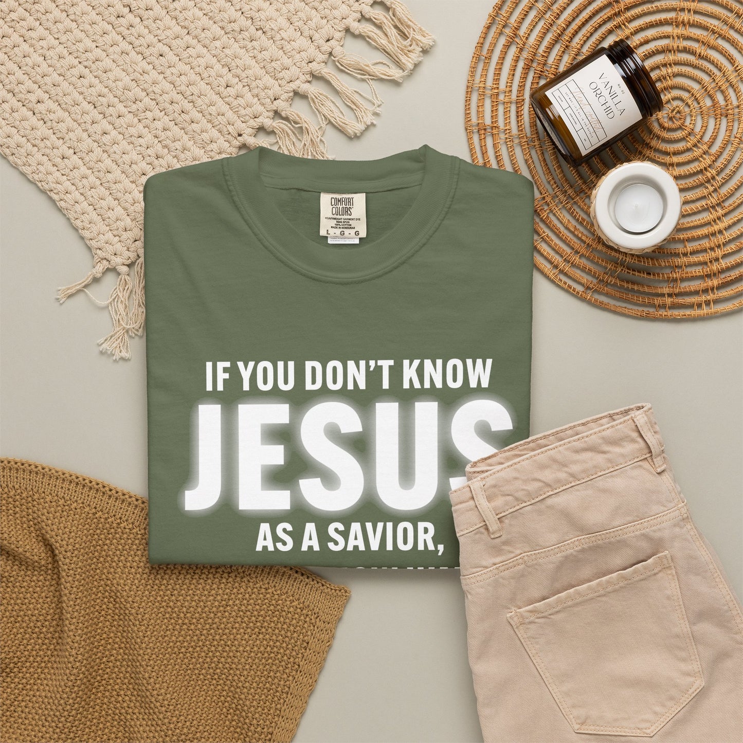 Know Jesus as Savior Cotton T-shirt — Faith-Based Christian Tee