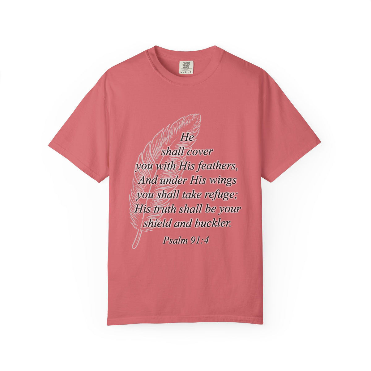 Psalm 91 Feather T-Shirt — 'He Shall Cover You' Christian Faith Tee