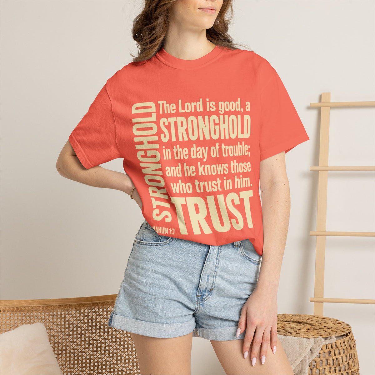 The Lord is Good Christian T-Shirt — Nahum 1:7 Bible Verse Tee
