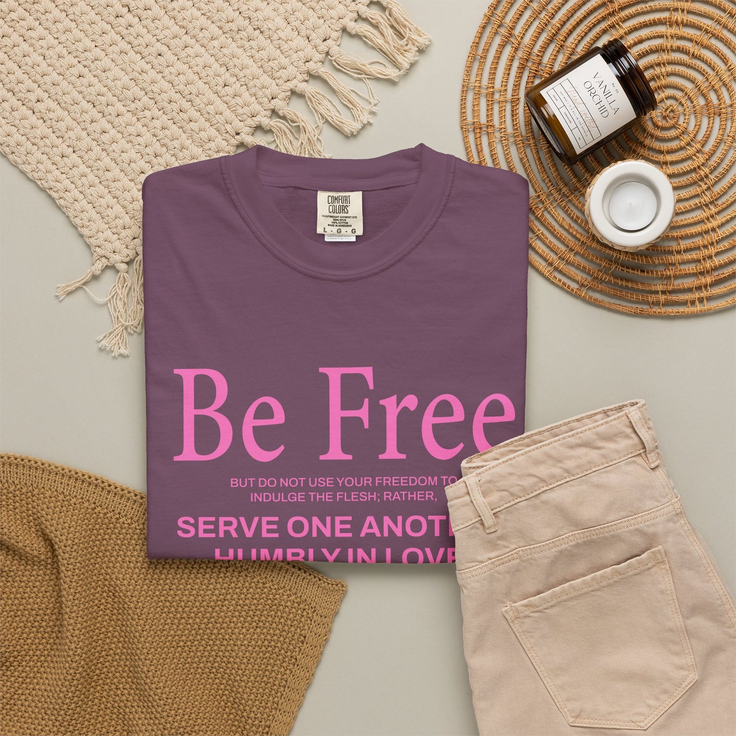 Be Free Galatians 5:13 Pink T-Shirt — Faith-Inspired Christian Tee