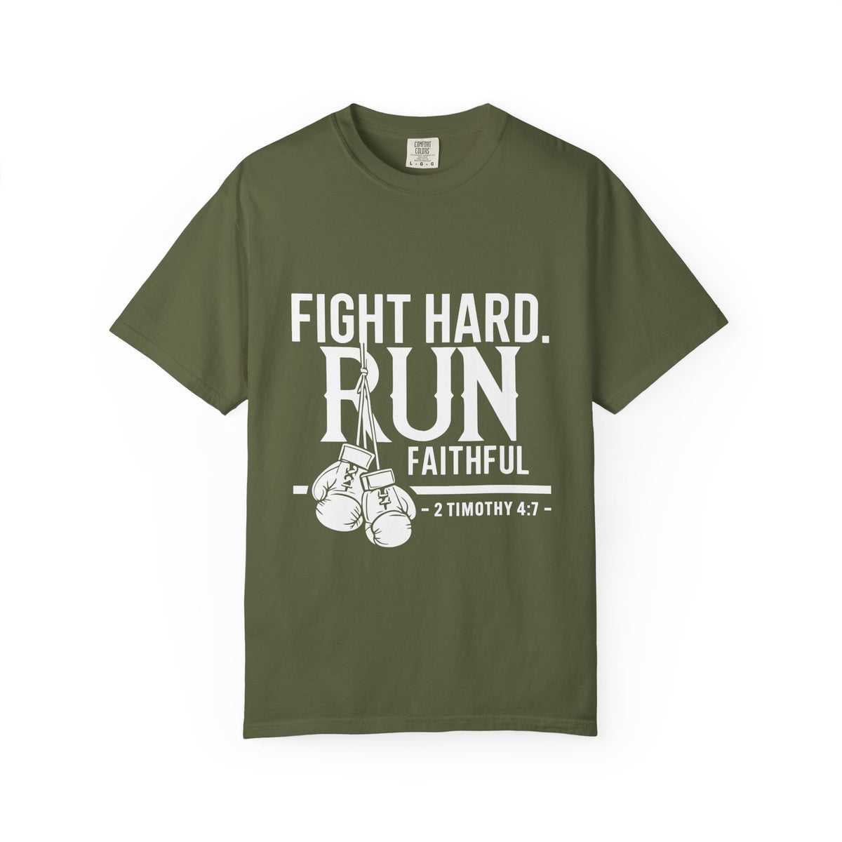 Fight Hard Run Faithful T-Shirt — Christian Boxing Inspirational Tee (2 Timothy 4:7)