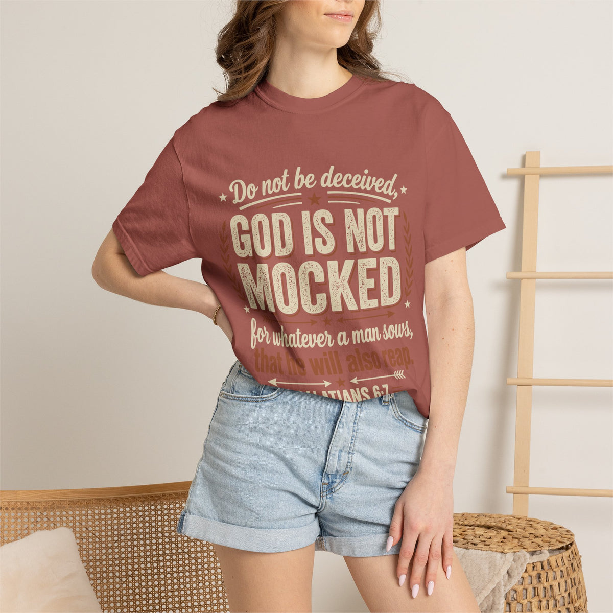 Christian T-Shirt — "God Is Not Mocked" Galatians 6:7 Inspirational Tee