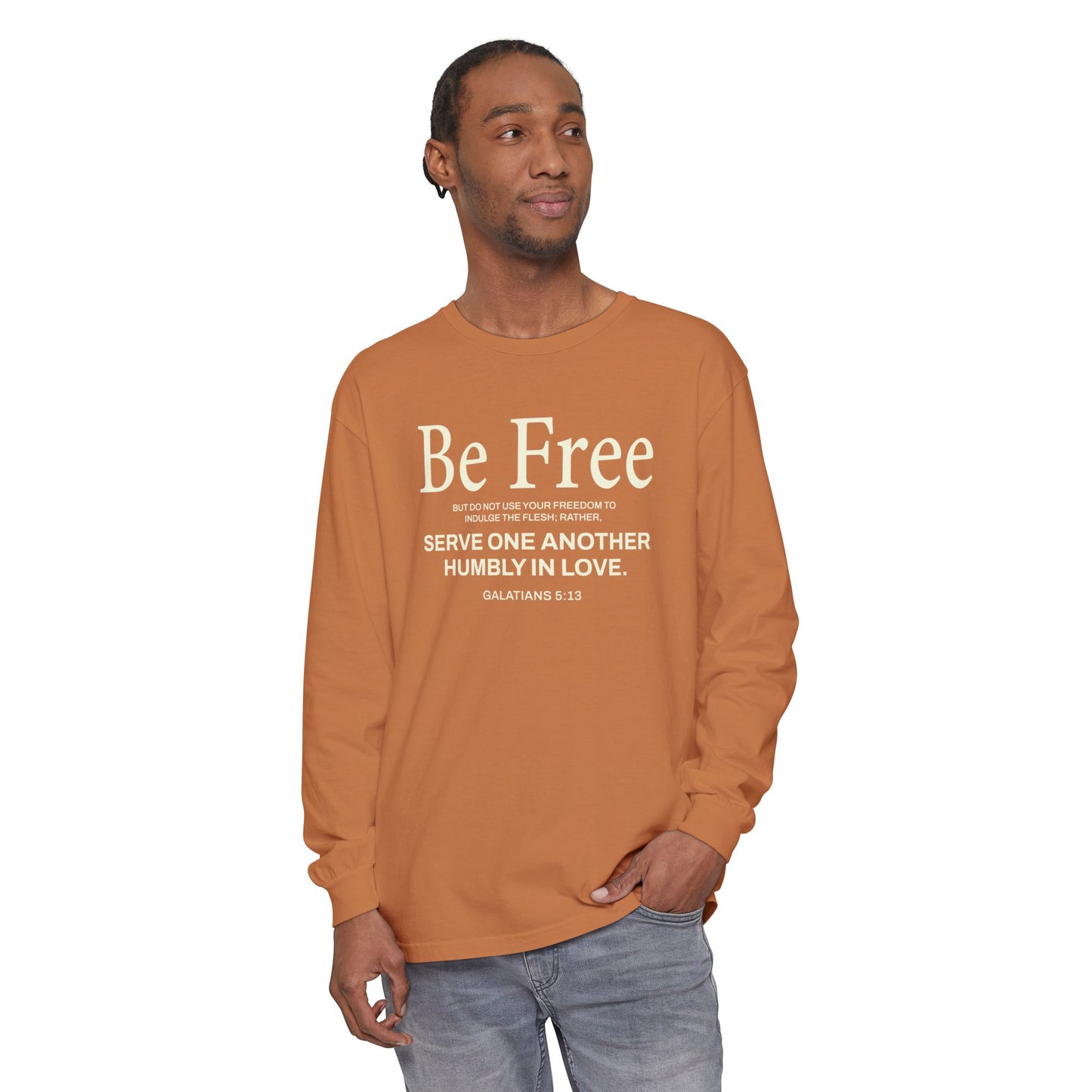 Be Free "Galatians 5:13" BEIGE 100% Cotton Long Sleeve