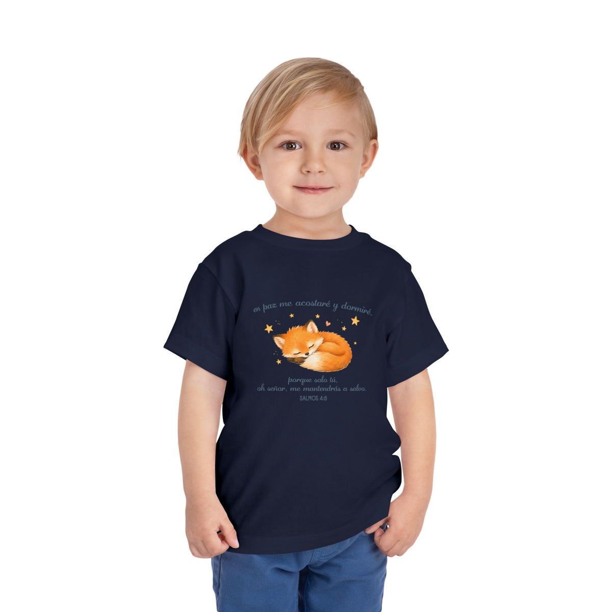 Toddler Tee - Sleeping Fox Illustration with 'En Paz Me Acostare' Spanish Design
