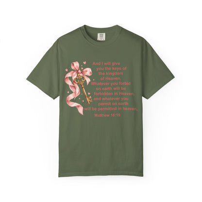 Christian Scripture Keys of the Kingdom T-shirt — Matthew 16:19 Floral Design