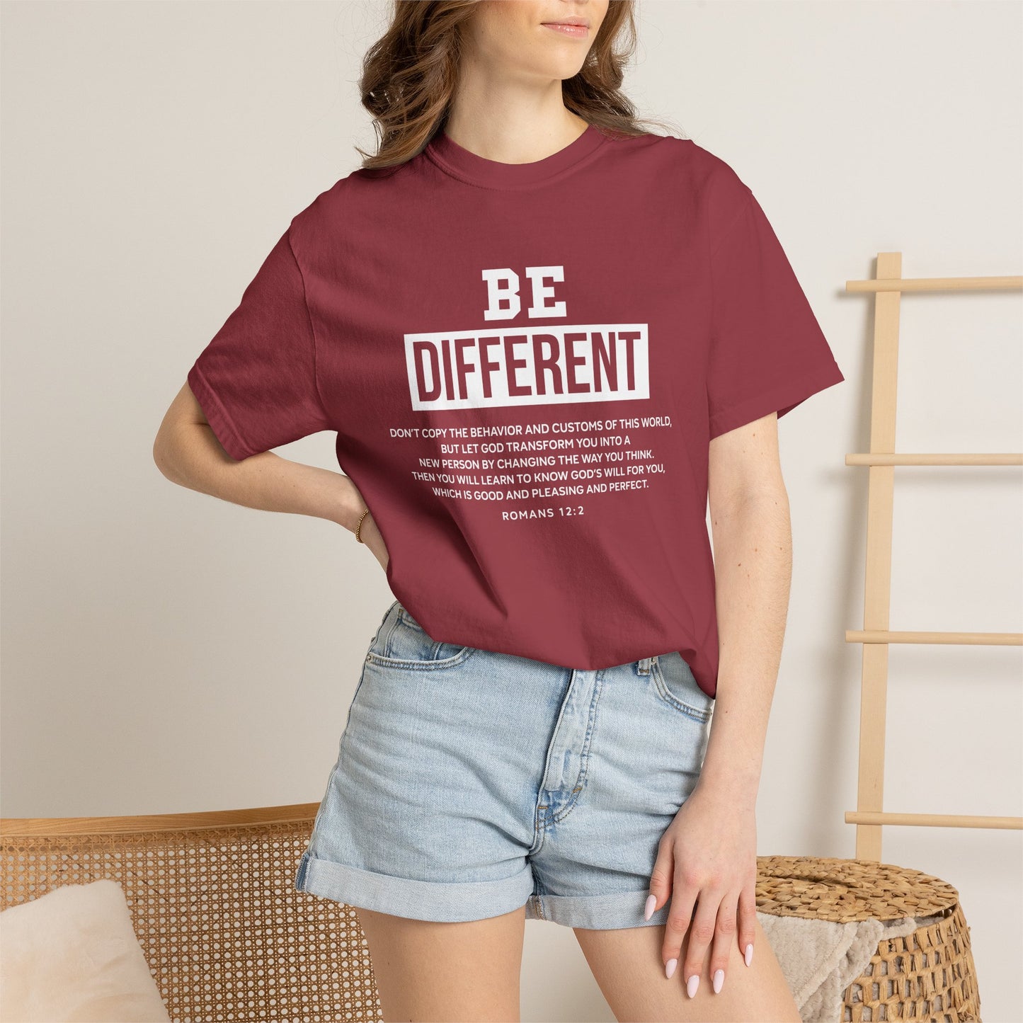 Be Different Romans 12:2 T-Shirt — Christian Faith Graphic T-shirt