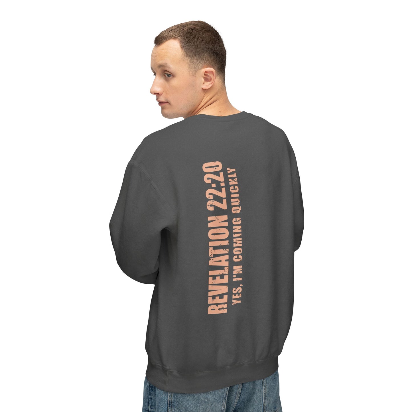 Revelation 22:20 Cotton Crewneck Sweatshirt — Bible Verse Christian Pullover