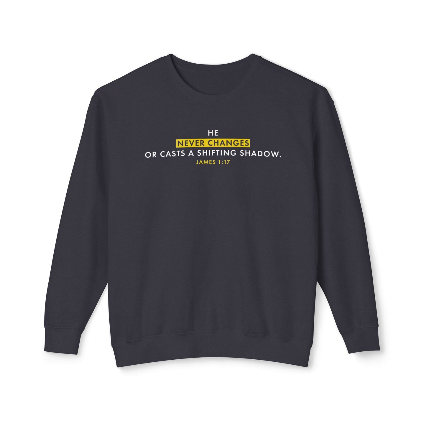 He Never Changes Cotton T-shirt — Faith-Based Christian Sweatshirt