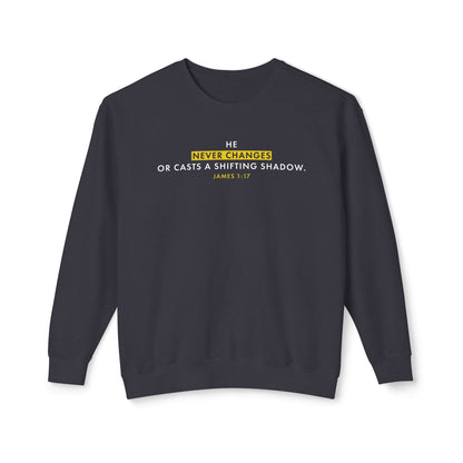 He Never Changes Cotton T-shirt — Faith-Based Christian Sweatshirt