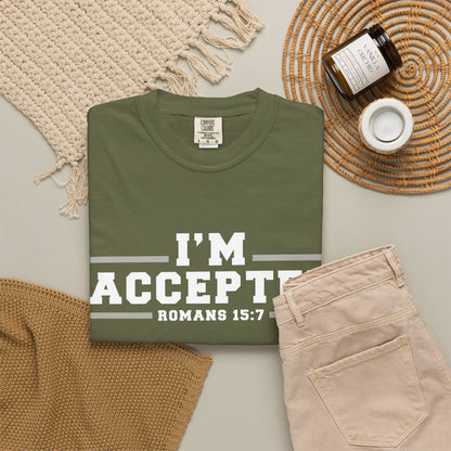 I'm Accepted "Romans 15:7" Cotton T-Shirt — Faith-Inspired Christian Tee