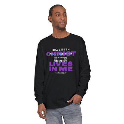 I have been Crucified with Christ "Galatians 2:20" Purple 100% Long Sleeve