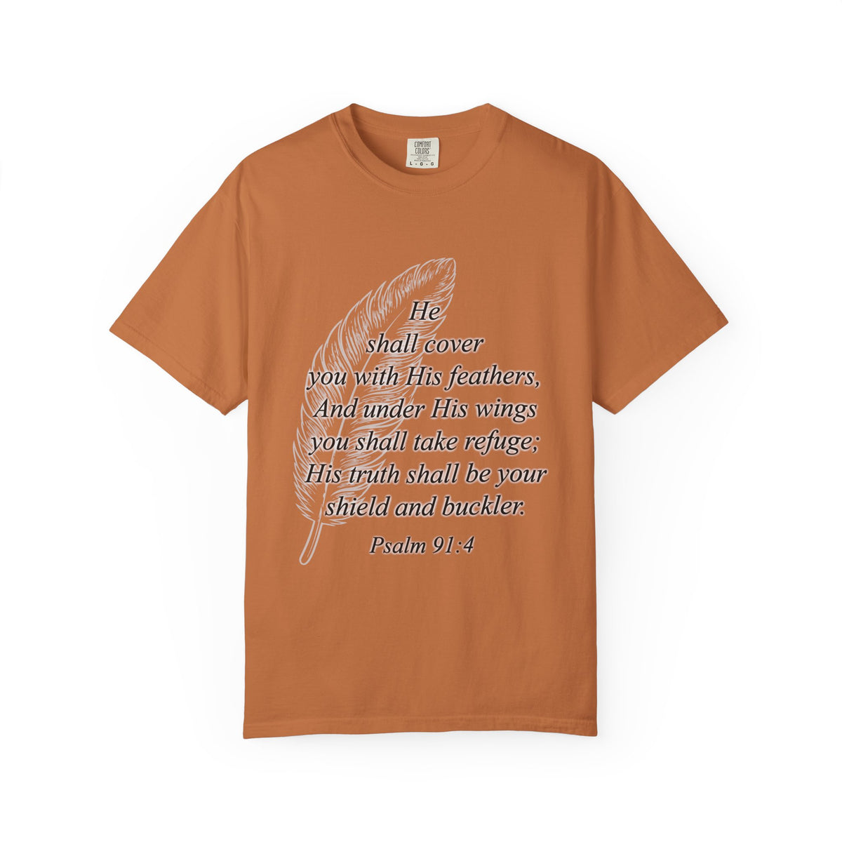 Psalm 91 Feather T-Shirt — 'He Shall Cover You' Christian Faith Tee