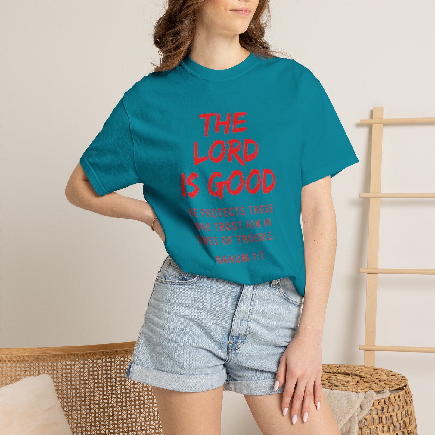The Lord is Good "Nahum 1:7" Red T-Shirt