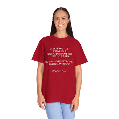 Matthew 18:3 100% Cotton T-shirt — Christian Scripture Tee
