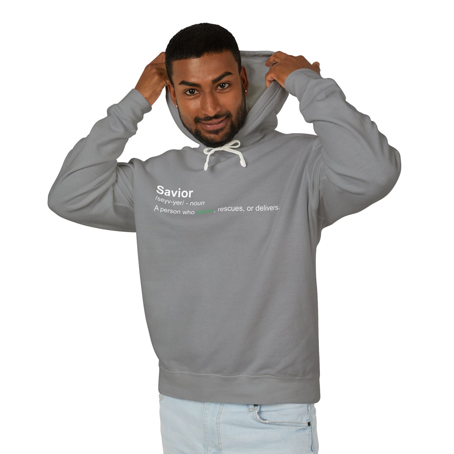 Savior Definition Hoodie — 100% Cotton Lightweight Hooded Sweatshirt