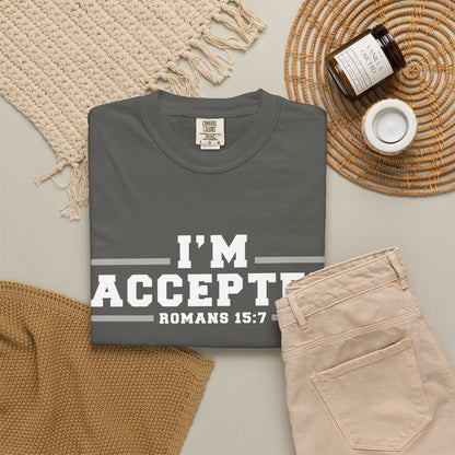 I'm Accepted "Romans 15:7" Cotton T-Shirt — Faith-Inspired Christian Tee