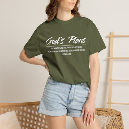 Jeremiah 29:11 'God's Plans 100% Cotton T-Shirt — Inspirational Faith Tee