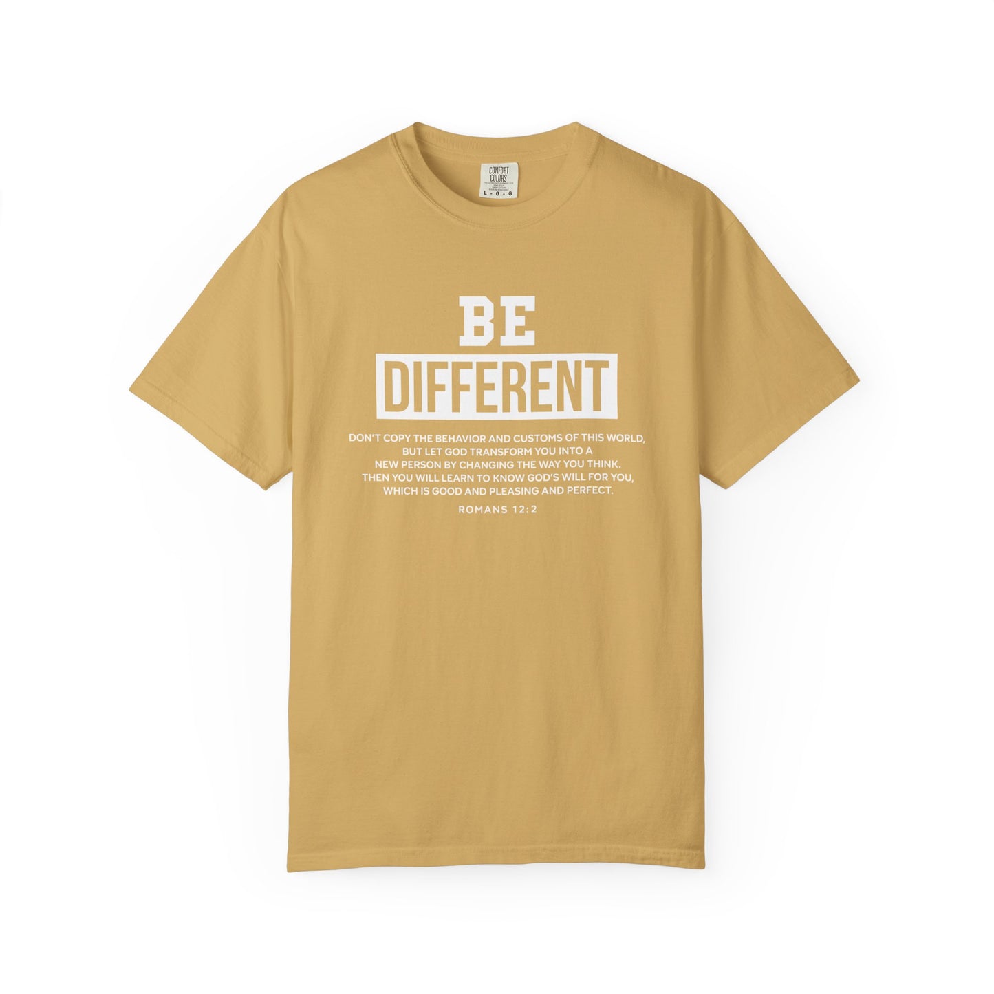 Be Different Romans 12:2 T-Shirt — Christian Faith Graphic T-shirt