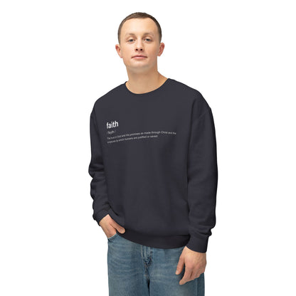Faith Definition Crewneck Sweatshirt — 'faith definition 100% cotton' Graphic