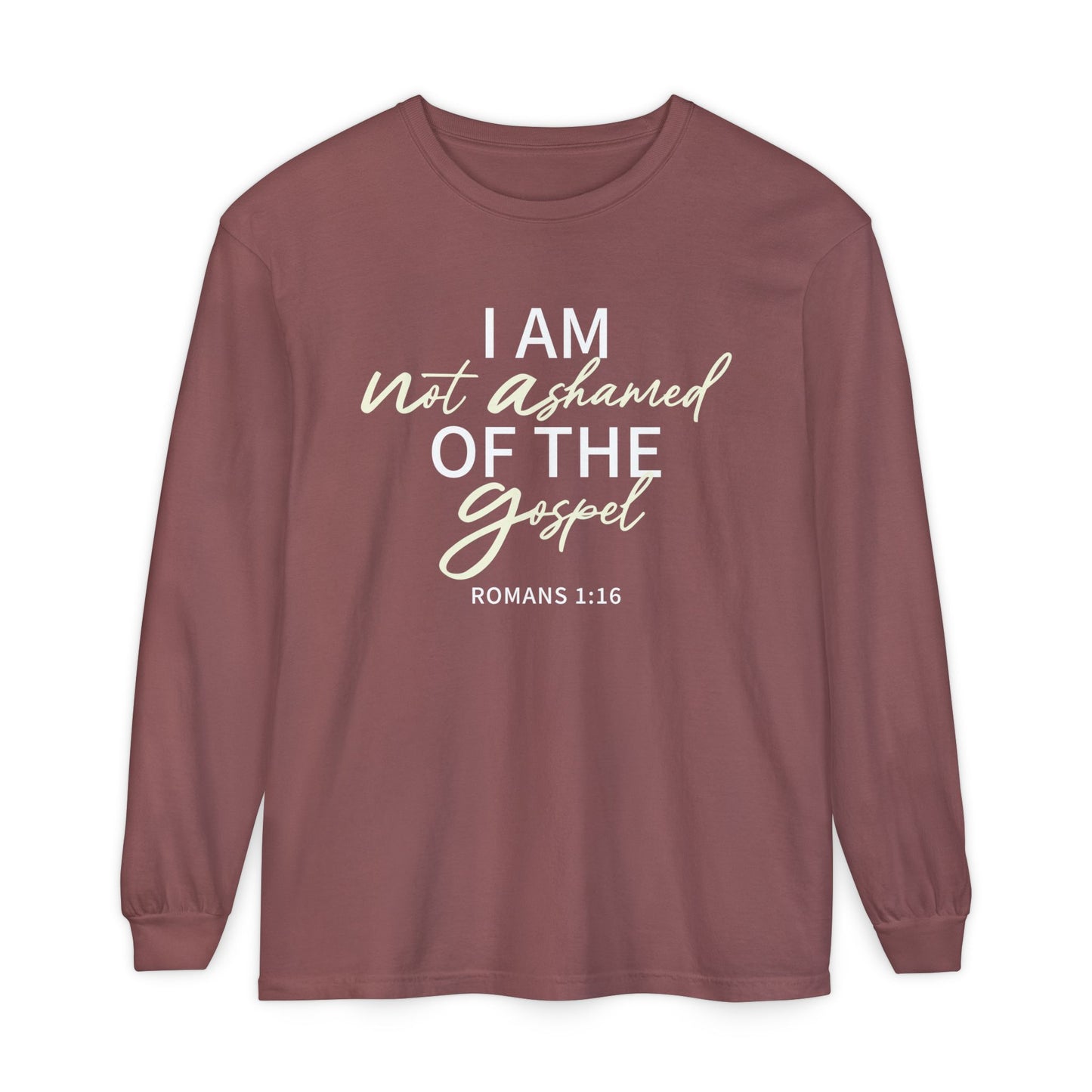 Romans 1:16 Beige 100% Cotton Lon Sleeve Comfort Color