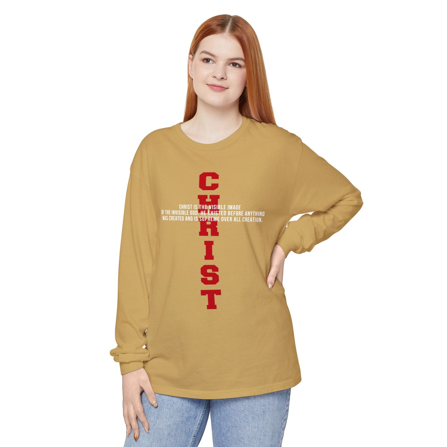 CHRIST the visible image of the invisible God Long Sleeve T‑Shirt — Inspirational Christian Scripture Tee