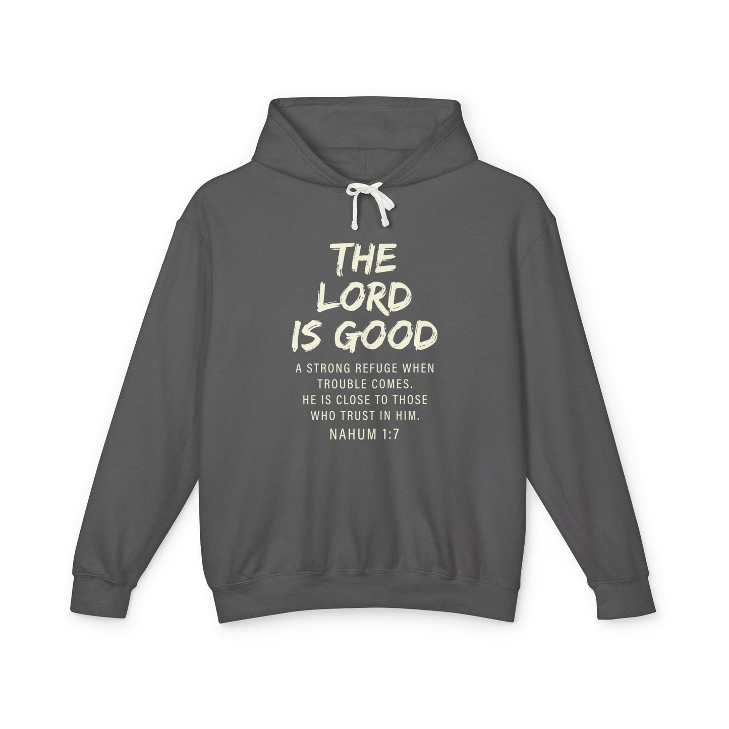 The Lord is Good "Nahum 1:7" beige 100%cotton Hoodie