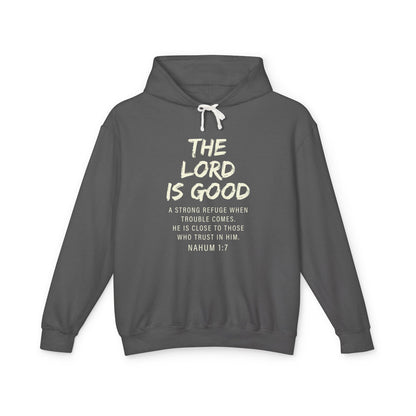 The Lord is Good "Nahum 1:7" beige 100%cotton Hoodie