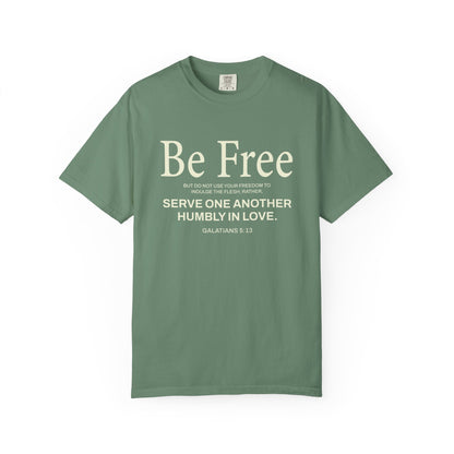 Be Free Galatians 5:13 Beige T-Shirt — Inspirational Christian Tee