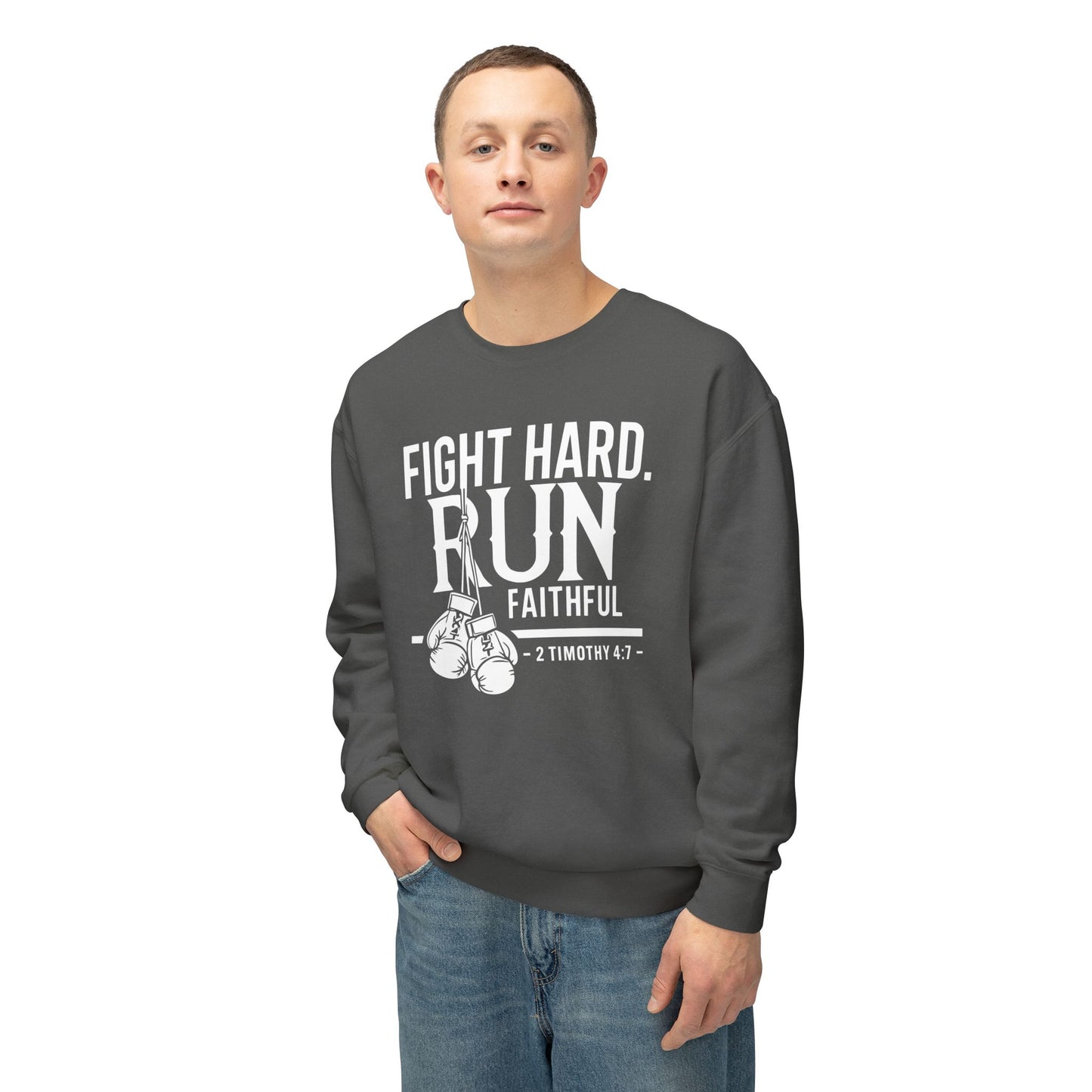 Fight Hard 2 Timothy 4:7 Long Sleeve T‑Shirt — Inspirational Christian Scripture Sweatshirt